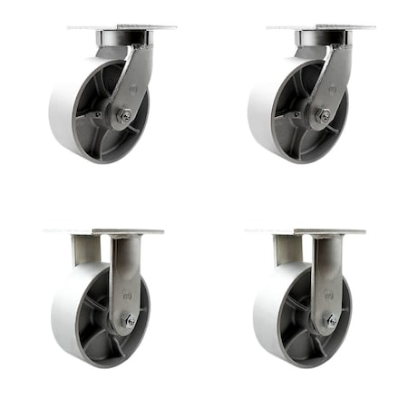 Service Caster 8'' Heavy Duty Semi Steel Cast Iron Wheel Caster Set 2 Swivel 2 Rigid, 4PK CRAN-SCC-KP92S830-SSR-2-R-2